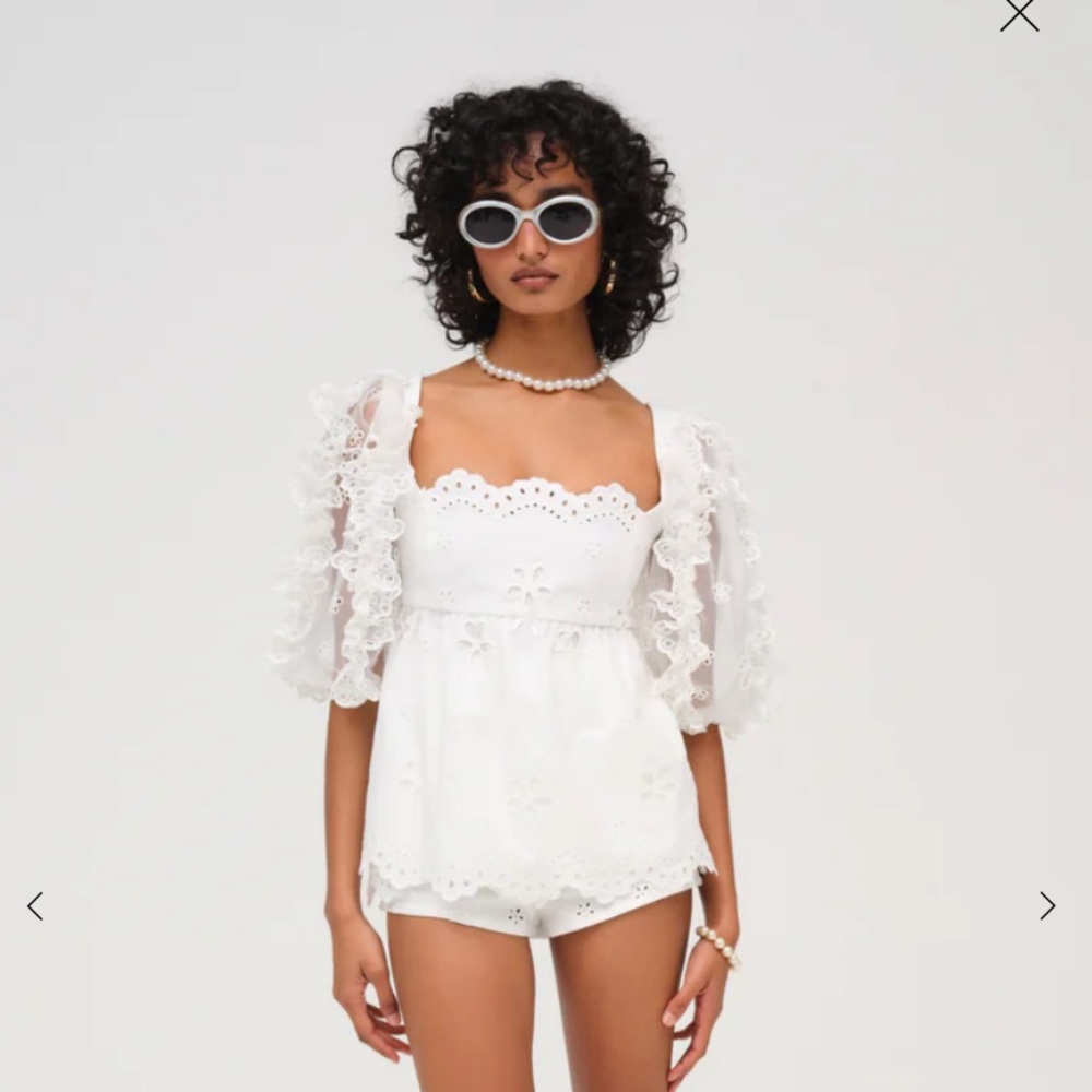 For Love And Lemons Cream Floral Lace Blouse